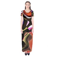 Abstract Full Colour Background Short Sleeve Maxi Dress by Modern2018