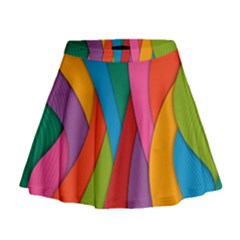 Abstract Background Colrful Mini Flare Skirt