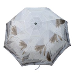 Feather Brown Gray White Natural Photography Elegant Folding Umbrellas by yoursparklingshop