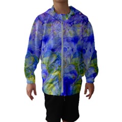 Abstract Blue Texture Pattern Hooded Wind Breaker (kids) by Simbadda