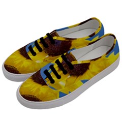 Sunflower Floral Yellow Blue Sky Flowers Photography Men s Classic Low Top Sneakers by yoursparklingshop