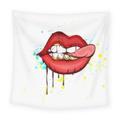 Bit Your Tongue Square Tapestry (large) by StarvingArtisan