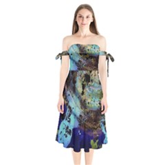 Blue Options 3 Shoulder Tie Bardot Midi Dress by bestdesignintheworld