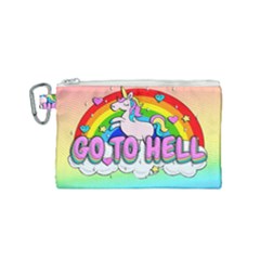 Go To Hell - Unicorn Canvas Cosmetic Bag (small) by Valentinaart
