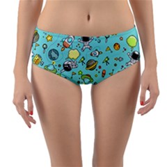Space Pattern Reversible Mid-waist Bikini Bottoms by Valentinaart
