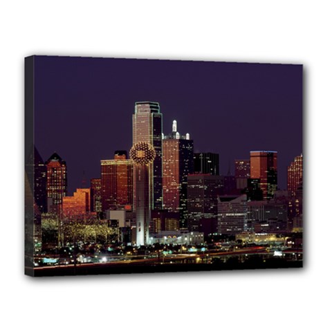 Dallas Texas Skyline Dusk Usa Canvas 16  X 12  by Simbadda