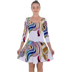 Horse Equine Psychedelic Abstract Quarter Sleeve Skater Dress by Simbadda
