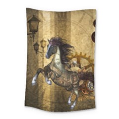Awesome Steampunk Horse, Clocks And Gears In Golden Colors Small Tapestry by FantasyWorld7