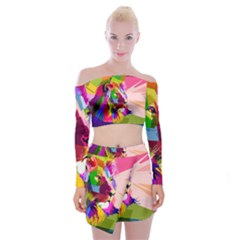 Animal Colorful Decoration Lion Off Shoulder Top With Mini Skirt Set by Simbadda