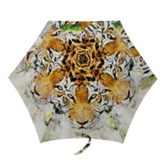 Tiger Watercolor Colorful Animal Mini Folding Umbrellas by Simbadda