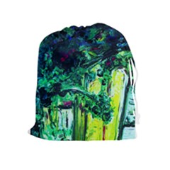 Old Tree And House With An Arch 3 Drawstring Pouches (extra Large) by bestdesignintheworld