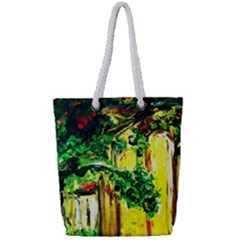 Old Tree And House With An Arch 2 Full Print Rope Handle Tote (small) by bestdesignintheworld