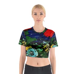 Tumble Weed And Blue Rose 1 Cotton Crop Top by bestdesignintheworld