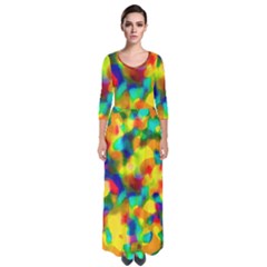 Colorful Watercolors Texture                                      Quarter Sleeve Maxi Dress by LalyLauraFLM