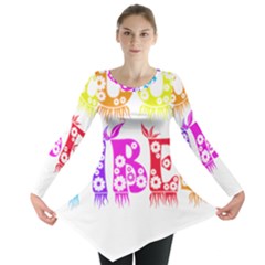 Good Vibes Rainbow Floral Typography Long Sleeve Tunic 
