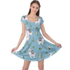 Lama And Cactus Pattern Cap Sleeve Dress by Valentinaart