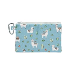Lama And Cactus Pattern Canvas Cosmetic Bag (small) by Valentinaart