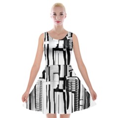 Black And White City Velvet Skater Dress by digitaldivadesigns