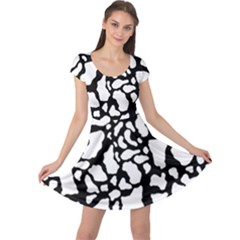 White On Black Cow Skin Cap Sleeve Dress by LoolyElzayat