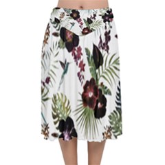Tropical Pattern Velvet Flared Midi Skirt by Valentinaart