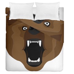 Bear Brown Set Paw Isolated Icon Duvet Cover Double Side (queen Size) by Nexatart