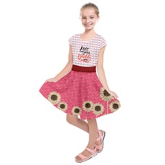 Hot Pink Love You Daddy Print Kids  Short Sleeve Dress by PattyVilleDesigns