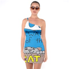 Cat Print Paw Pet Animal Claws One Soulder Bodycon Dress by Nexatart