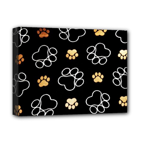 Dog Pawprint Tracks Background Pet Deluxe Canvas 16  X 12   by Nexatart