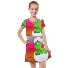 Dinosaur Dino Baby Dino Lizard Kids  Cross Web Dress by Nexatart