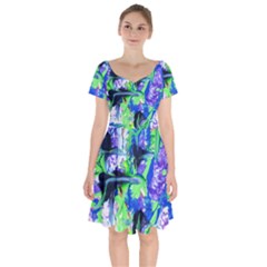 Lilac 3 Short Sleeve Bardot Dress by bestdesignintheworld