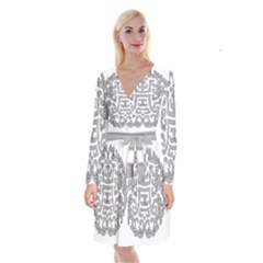 Chinese Traditional Pattern Long Sleeve Velvet Front Wrap Dress