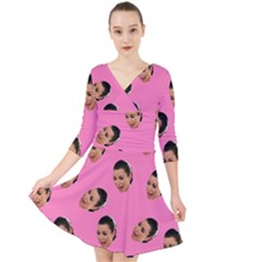 Crying Kim Kardashian Quarter Sleeve Front Wrap Dress by Valentinaart