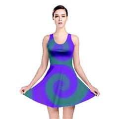 Swirl Green Blue Abstract Reversible Skater Dress by BrightVibesDesign