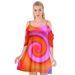 Swirl Orange Pink Abstract Cutout Spaghetti Strap Chiffon Dress by BrightVibesDesign