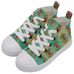 Peace Will Be In Fantasy Flowers With Love Kid s Mid-top Canvas Sneakers by pepitasart