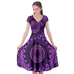 Mandala Purple Mandalas Balance Cap Sleeve Wrap Front Dress