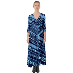 Mobile Phone Smartphone App Button Up Boho Maxi Dress by Sapixe