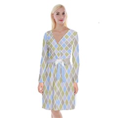 Background Paper Texture Motive Long Sleeve Velvet Front Wrap Dress