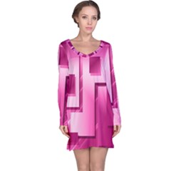 Pink Figures Rectangles Squares Mirror Long Sleeve Nightdress