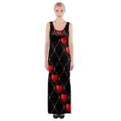 Background Texture Texture Hearts Maxi Thigh Split Dress