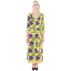 Grapes Background Sheet Leaves Quarter Sleeve Wrap Maxi Dress by Sapixe