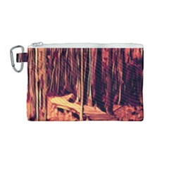 Forest Autumn Trees Trail Road Canvas Cosmetic Bag (medium)