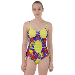 Embroidery Dab Color Spray Sweetheart Tankini Set by Sapixe
