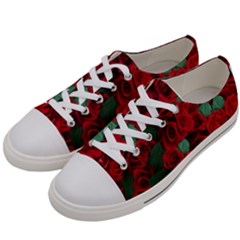 Floral Flower Pattern Art Roses Women s Low Top Canvas Sneakers by Sapixe