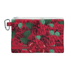 Floral Flower Pattern Art Roses Canvas Cosmetic Bag (large)