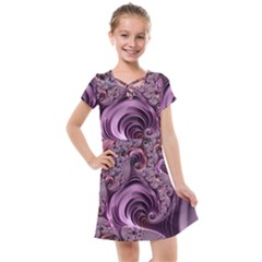 Purple Abstract Art Fractal Kids  Cross Web Dress
