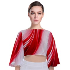 Flame Red Fractal Energy Fiery Tie Back Butterfly Sleeve Chiffon Top