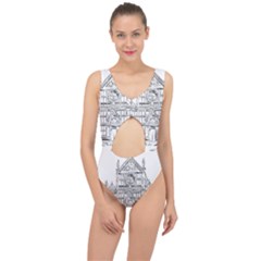 Line Art Architecture Church Italy Center Cut Out Swimsuit