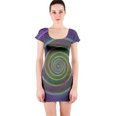 Spiral Fractal Digital Modern Short Sleeve Bodycon Dress