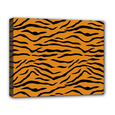 Orange And Black Tiger Stripes Deluxe Canvas 20  X 16   by PodArtist